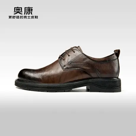 奥康男鞋2023秋季新款低帮商务德比男真皮抓皱鞋日常上班办公鞋商品大图
