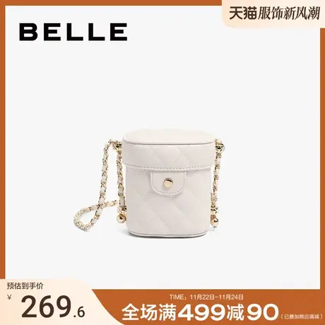 百丽包包女2024新款可爱小香风链条斜挎包盒子包手机包X6684BX3图片