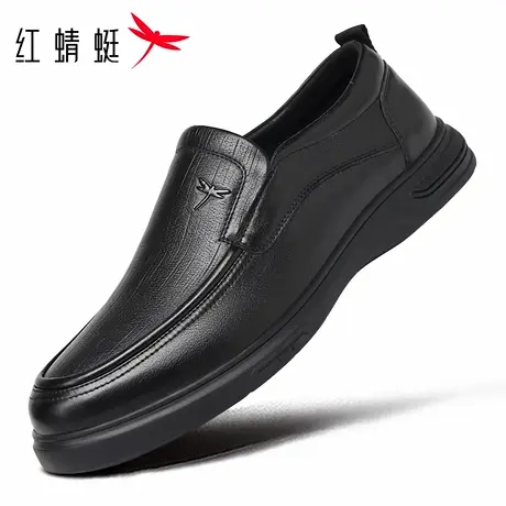 红蜻蜓男鞋新款鞋子男士一脚蹬软底休闲皮鞋男中老年爸爸真皮牛皮图片