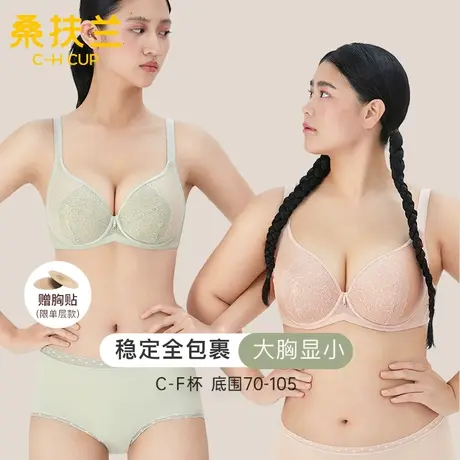 【抱抱杯】桑扶兰超薄款大胸显小全罩杯大杯文胸聚拢蕾丝内衣女商品大图