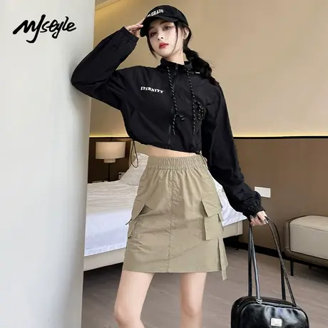 MJ STYLE半身裙女2025新款高腰显瘦工装短裙休闲百搭A字裙图片
