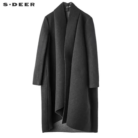 sdeer圣迪奥2018冬装廓形大摆长款羊毛毛呢大衣外套女S17481882图片