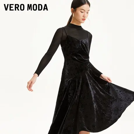 Vero Moda奥莱连衣裙春秋新款高领针织衫丝绒收腰吊带裙两件流行图片