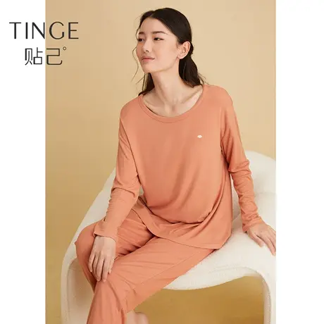 TINGE双面德绒磨毛保暖女士家居服套装秋冬高弹宽松睡衣睡裤女图片