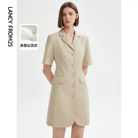 朗姿羊毛法式气质显瘦连衣裙2023新款裙子夏季高级感西装裙短裙女图片