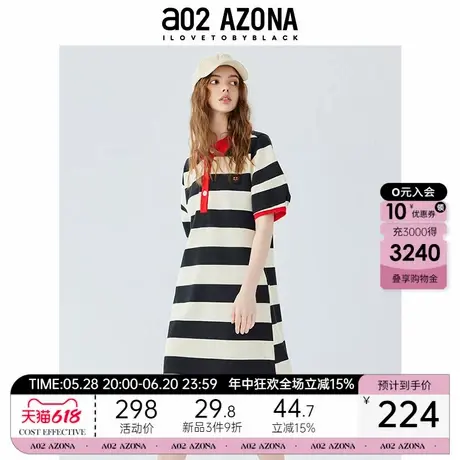a02慵懒度假风连衣裙2025新款女夏季条纹短袖T恤裙夏装长裙设计感图片