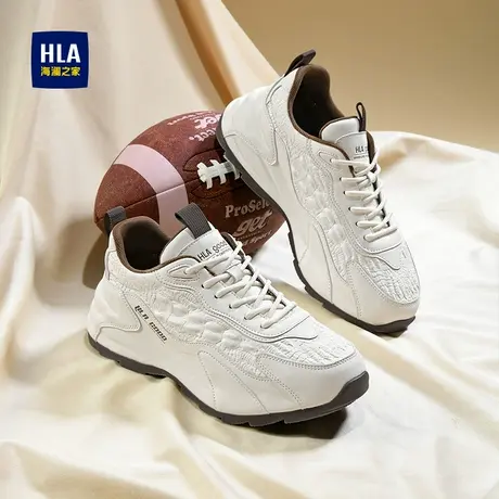 HLA/海澜之家男鞋新款秋季鳄鱼纹时尚拼接休闲鞋百搭增高运动男士图片