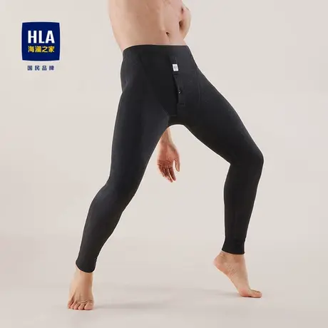 HLA/海澜之家男士羊羔绒羽绒蚕丝纳米青年加厚护膝贴片防风保暖裤图片