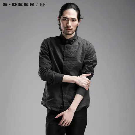 sdeerhe圣迪奥男装商务休闲现代时尚长袖衬衫H14370524图片