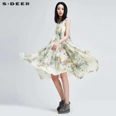 sdeer圣迪奥夏女装民族年代感印花连衣裙S16281275图片