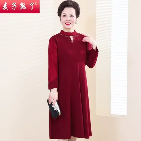 喜妈妈结婚衣服连衣裙阔太太礼服中老年女士喜婆婆婚宴过膝裙子秋商品大图