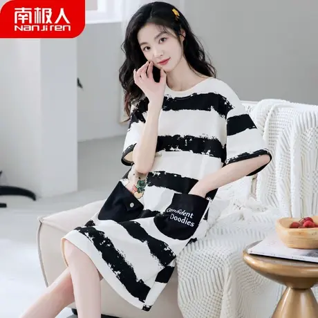 睡裙女夏季纯棉夏款2023年新款女士性感短袖孕妇软萌睡衣女款夏天商品大图