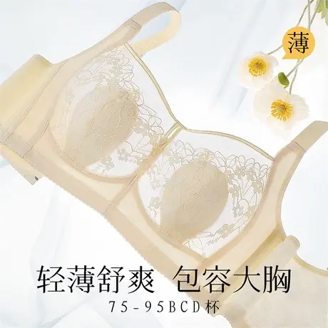 梦芭蒂夏季2025年新款超薄水晶杯内衣女大胸显小无钢圈收副乳文胸图片