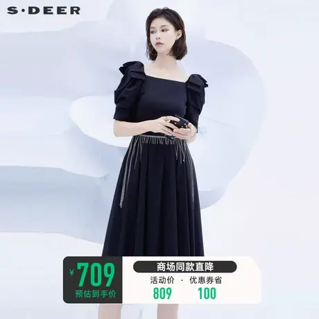 sdeer圣迪奥夏通勤风设计感小众蝴蝶结法式茶歇连衣裙S22281264图片