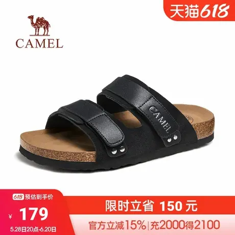 骆驼2024夏季新款轻盈软木复古休闲魔术贴百搭勃肯拖鞋情侣款图片