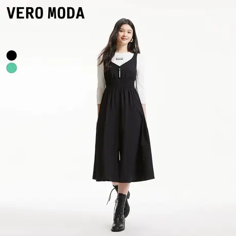 Vero Moda奥莱连衣裙春秋新款时尚机能撞色背心裙两件套裙子流行图片