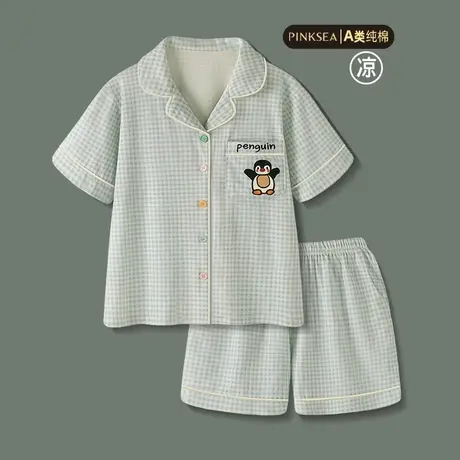 睡衣女款夏凉感纯棉短袖短裤套装可爱男士大码新款夏季情侣家居服图片