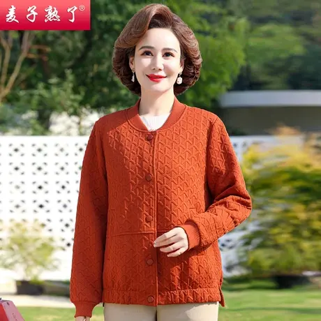 中年妈妈春装休闲外套2023新款中老年女春秋宽松洋气休闲夹克上衣商品大图