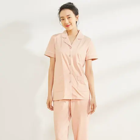 宜而爽女棉氨翻领短袖家居衫裤BJ图片