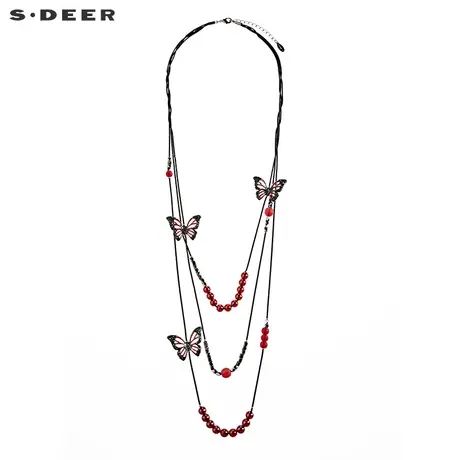 sdeer圣迪奥女装2019夏装新款层次感彩珠蝴蝶装饰项链S192843C1商品大图