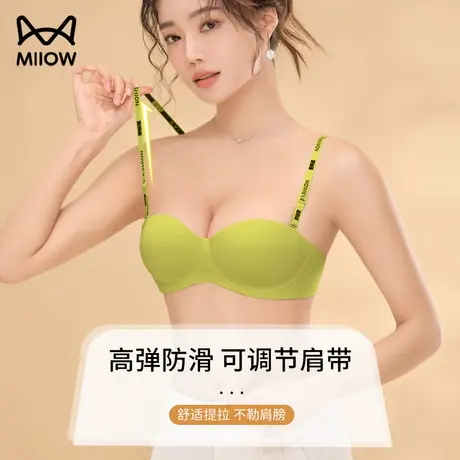 猫人女生简约舒适性感半杯内衣女小胸聚拢上托薄款无痕抹胸商品大图