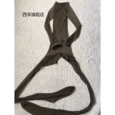 天生丝滑极光系列油亮黑丝连体衣高弹力细腻亲肤柔软全身连体丝袜图片
