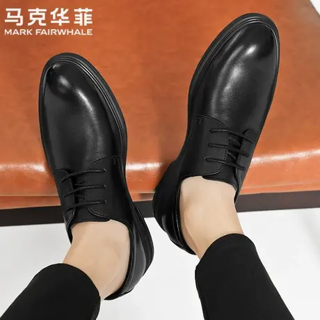 马克华菲官方旗舰店皮鞋男真牛皮爸爸透气商务正装德比西装结婚鞋图片