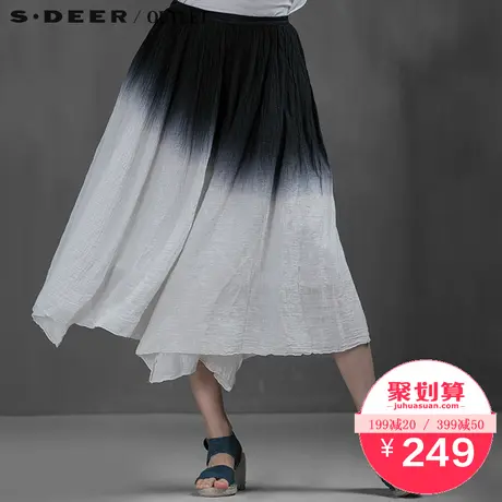 【活动】sdeer圣迪奥女渐变吊染肌理棉麻长裙S15281123图片