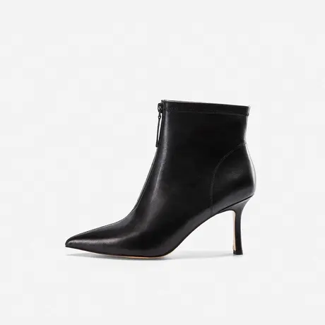 Nine West/玖熙短靴女高跟2022年秋冬新款细跟前拉链复古简约靴子图片