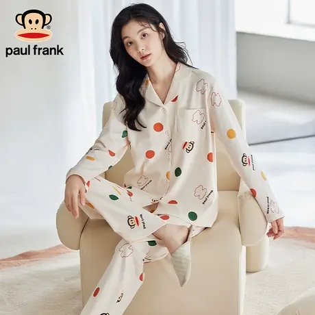 大嘴猴女士睡衣秋冬季可外穿长袖开衫纯棉舒适可外穿家居服女图片