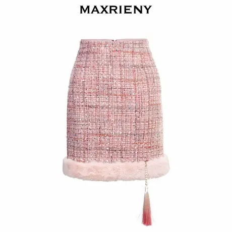 【奥莱】MAXRIENY桃花拂雪半裙a字女秋高腰半身裙图片