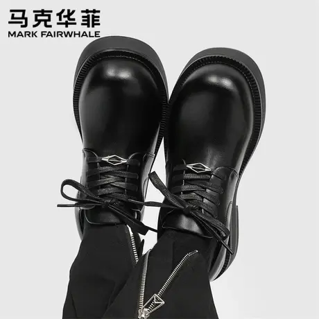 马克华菲官方旗舰店真牛皮皮鞋男款商务英伦结婚增高休闲脚宽德训图片