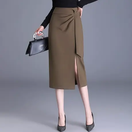 高级设计感开叉包臀裙女2023秋冬新款显瘦修身韩版中长款半身裙子图片