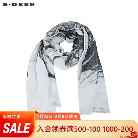 sdeer圣迪奥休闲简约水墨晕染女士围巾S19383768商品大图