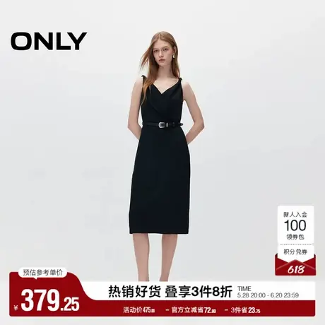 ONLY奥莱夏季质感立体修身V领收腰吊带连衣裙女图片