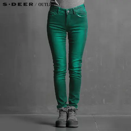sdeer圣迪奥2017秋装秋绿色渐变修身牛仔长裤S15180847图片