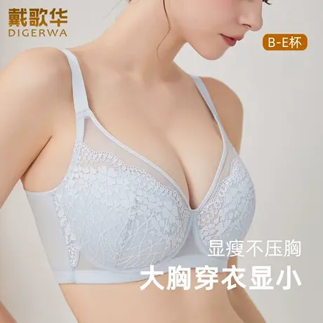 戴歌华新品大胸显小内衣女薄款蕾丝透气舒适大码文胸防下垂收副乳图片