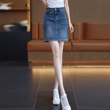 复古时尚磨白半身牛仔裙女2025夏季新款A字包臀裙高腰显瘦一步裙a图片