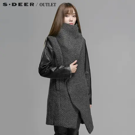 sdeer圣迪奥肌理压印拼皮拼接大衣S14481851图片