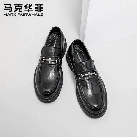 马克华菲官方旗舰店皮鞋男订婚增高正装英伦一脚蹬懒人通勤乐福鞋图片