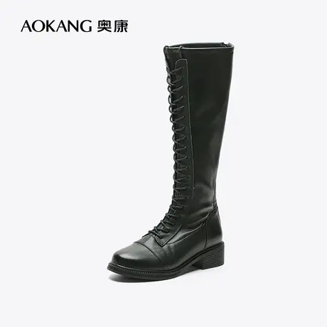 【门店发货】奥康女鞋 冬季新款靴子女长筒靴骑士靴休闲时装靴潮商品大图