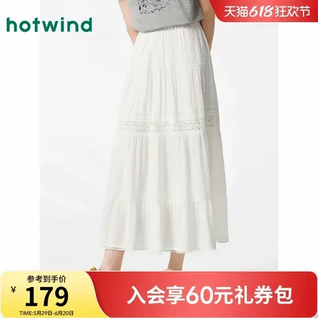 热风半身裙2025年夏季新款女士肌理感蕾丝边小白裙镂空蓬蓬蛋糕裙图片