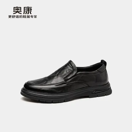 奥康 男鞋2025夏商务休闲皮鞋复古做旧舒适一脚蹬套脚皮鞋商品大图