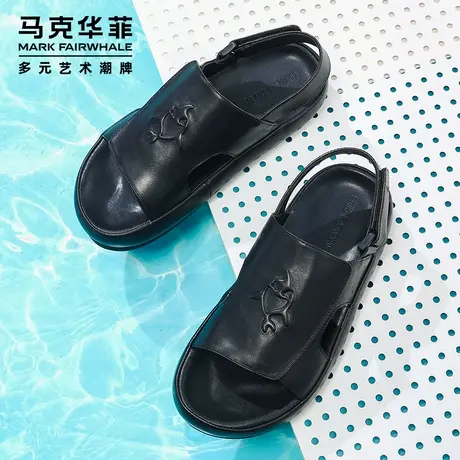 马克华菲官方旗舰店凉鞋男外出穿钓鱼涉水防滑爸爸真皮爆款沙滩鞋图片