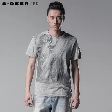 【上新】sdeerhe圣迪奥专柜正品纯棉做旧印花男士短袖T恤3270150商品大图