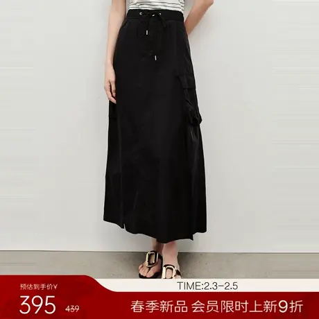 【2.3新品会员9折】衣香丽影黑色工装长裙半身裙女春装收腰裙子图片