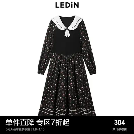 乐町甜美针织拼接碎花连衣裙春季C2FAD1103图片