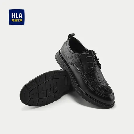 HLA/海澜之家系带正装皮鞋2025新款舒适柔软透气耐穿光泽质感男鞋图片