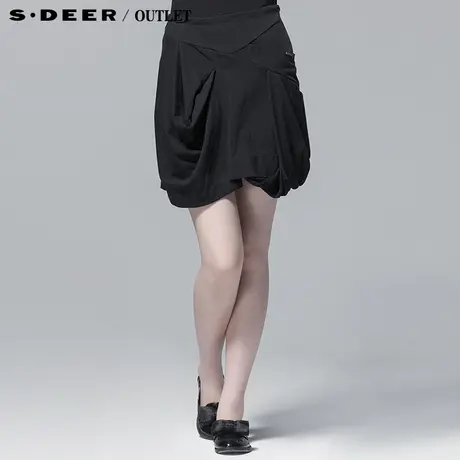 sdeer圣迪奥女春装设计感休闲短裙花苞半身裙3381377图片