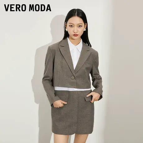 Vero Moda奥莱春秋清仓复古别致格纹短款外套套装气质连衣裙子图片